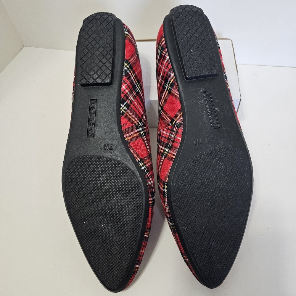Talbots Francesca Pom-Pom Driving Flats - Tartan Plaid Preppy Classic Shoes 7M - Picture 6 of 8
